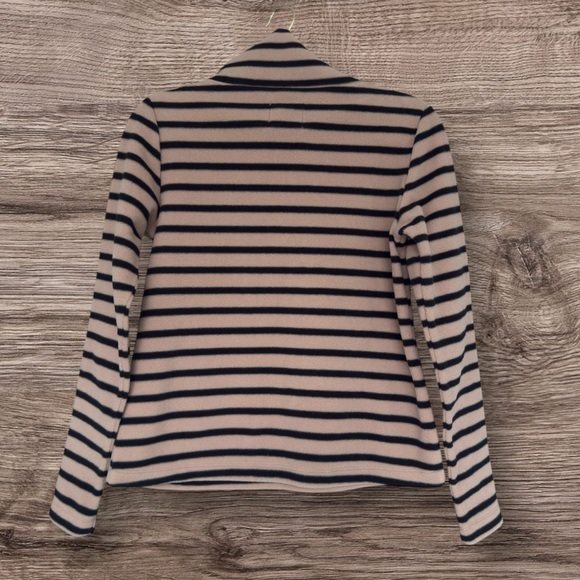 Dudley Stephens Juliet Turtleneck Khaki Black Stripe Vello Fleece Small NWT - Picture 4 of 8